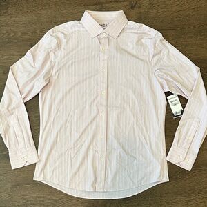 RHONE Slim Fit Commuter Light Pink Striped Dress Shirt